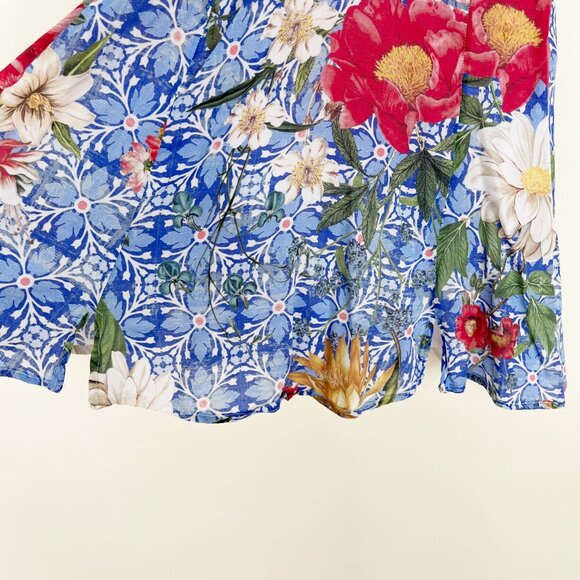 Farm Rio Anthropologie Mini Dress Sun Summer Floral Print Casual Sundress Flowy - Picture 7 of 8